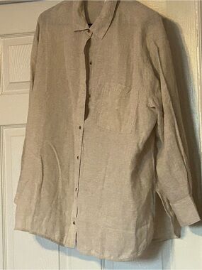 Beige Linen Button-Up Shirt